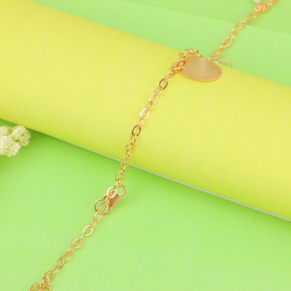 "Rose Gold Anklet with Pearl Beads & Round Charm, XPAL1172 - Picture 7 of 12